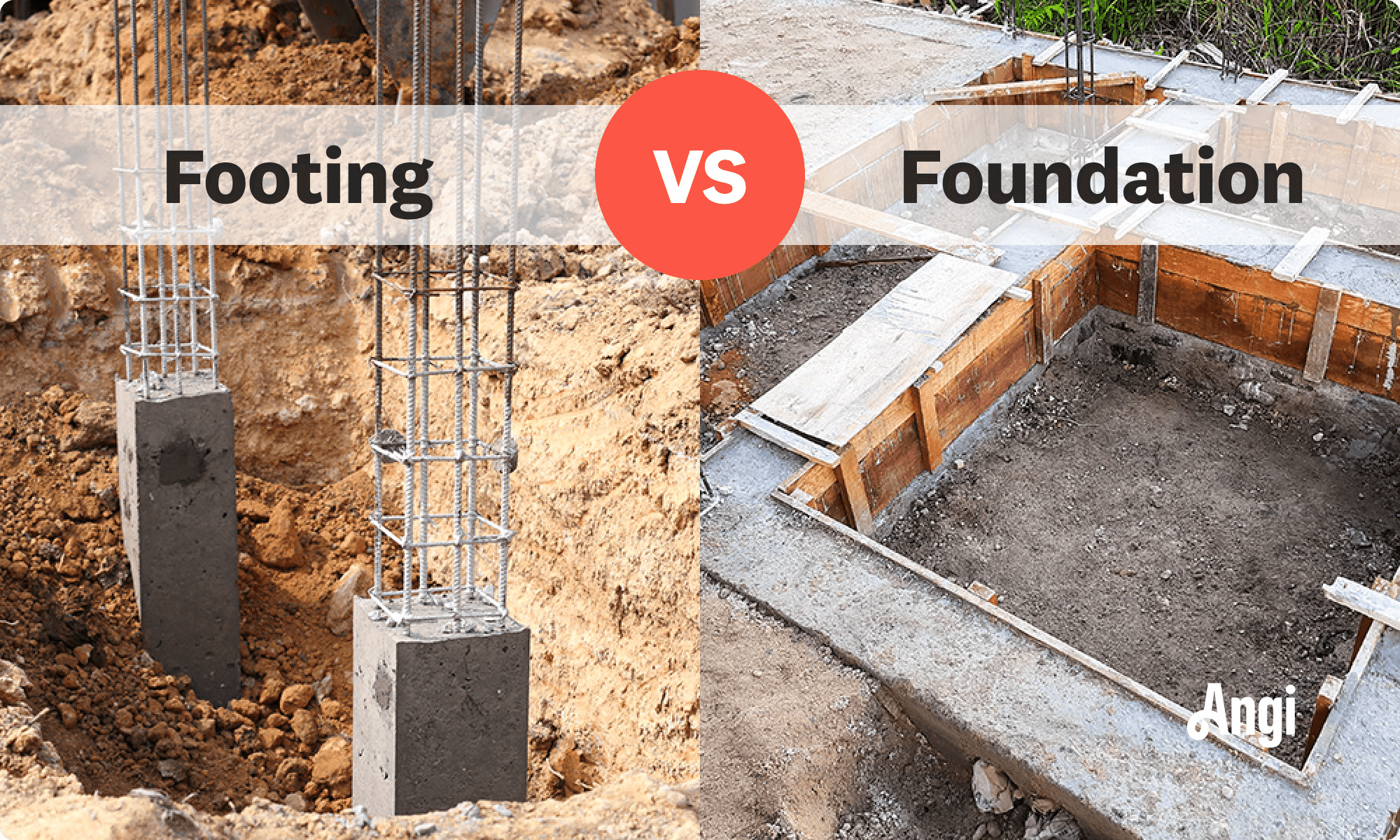 Footing versus foundation visual comparison