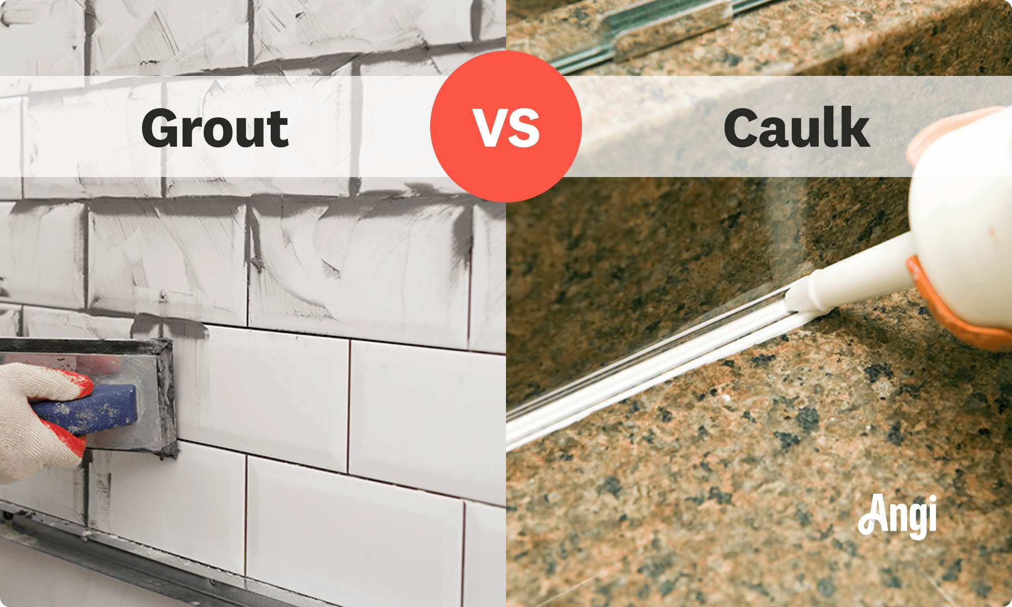 Grout versus caulk visual comparison
