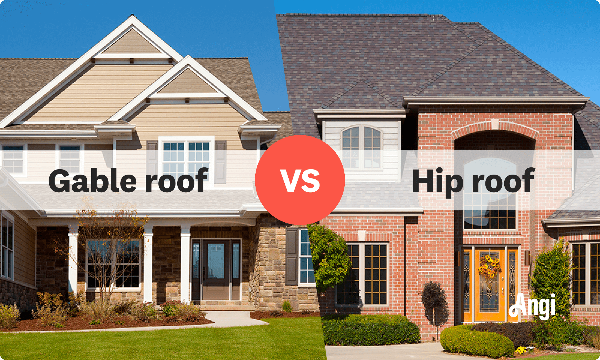 Gable roof versus hip roof compared visually