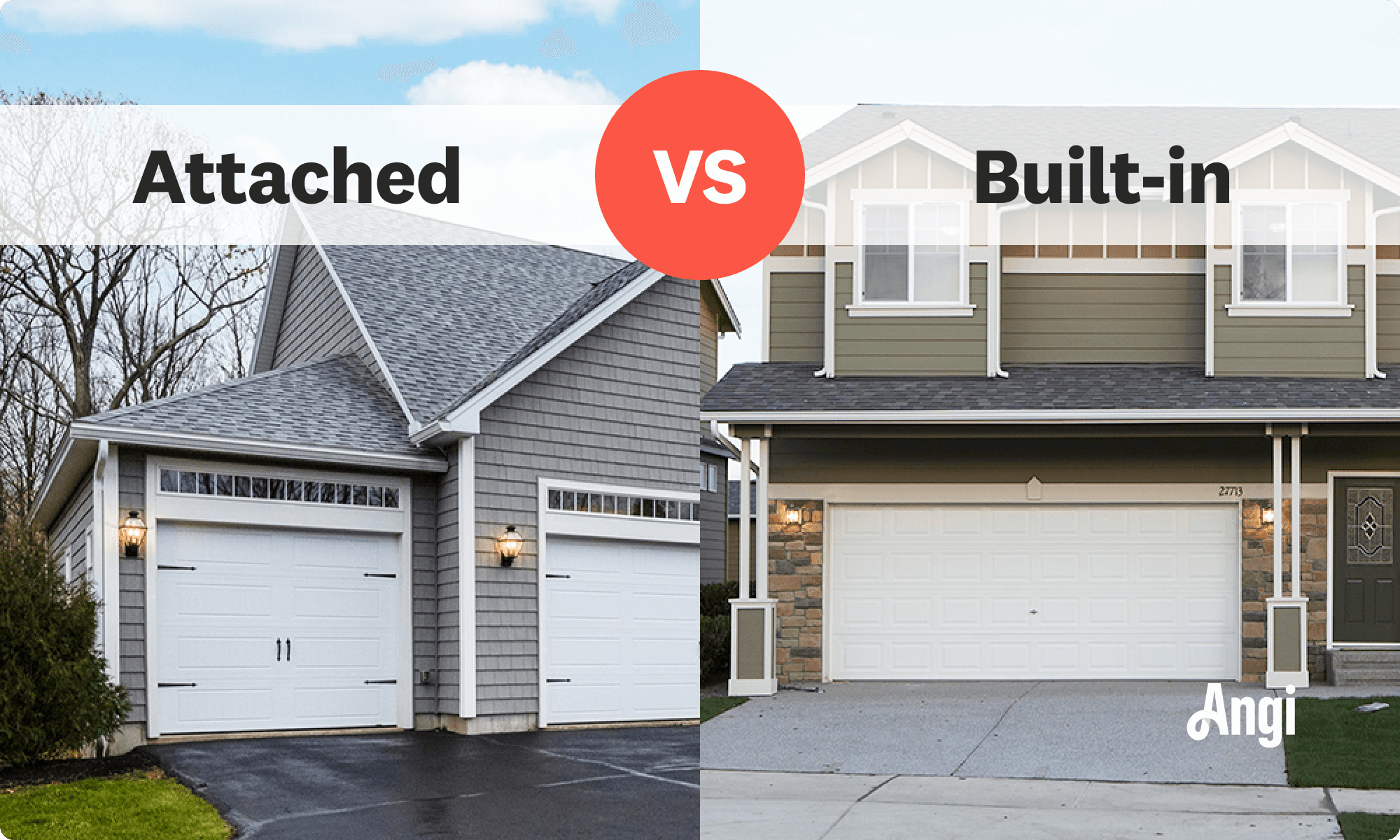 Attached garage versus built-in garage compared visually