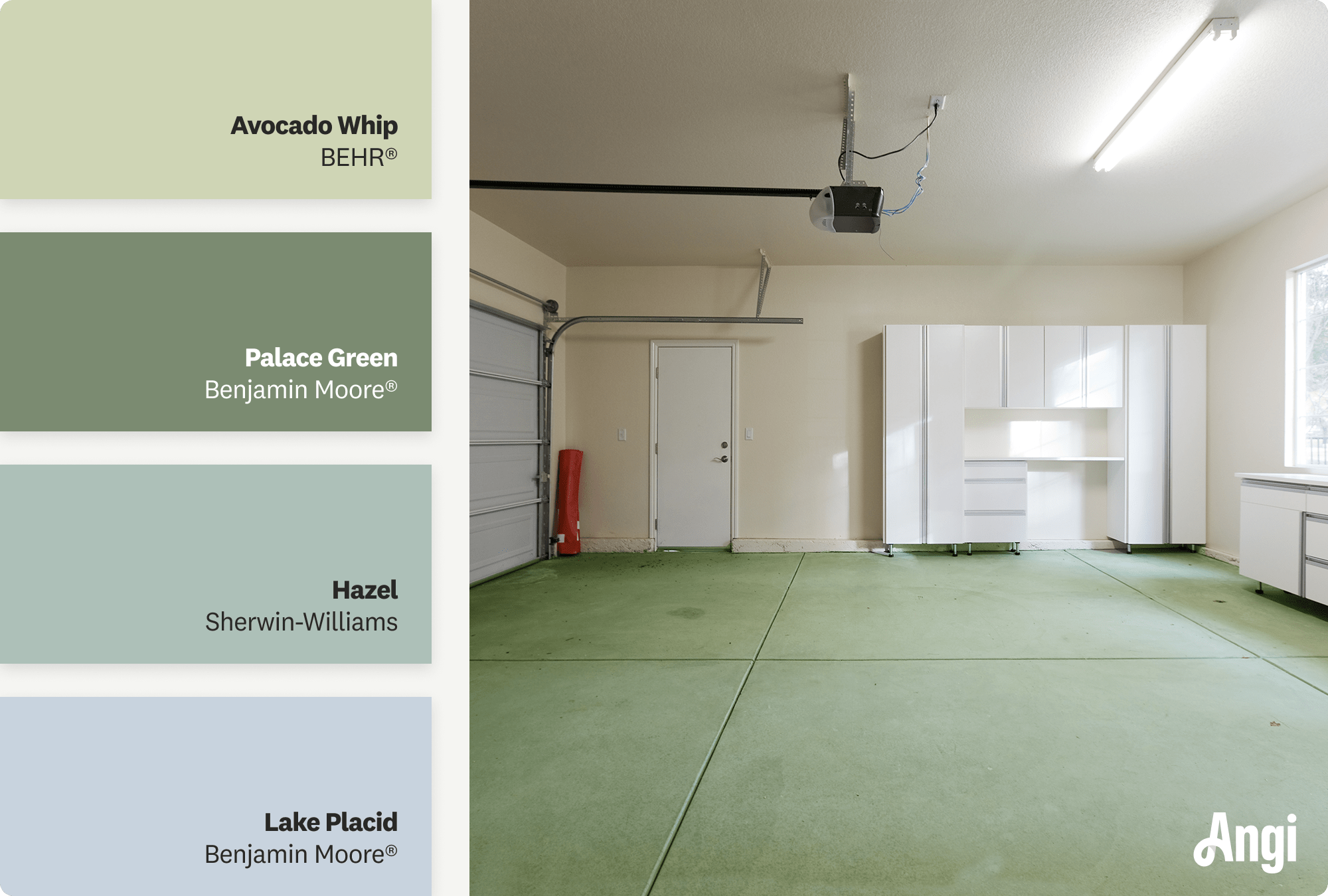 Cool shades for concrete flooring, including different tones of cool paints