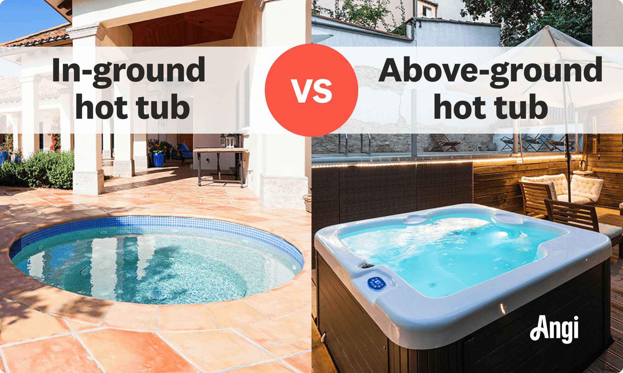 In-ground versus above-ground hot tub visual comparison
