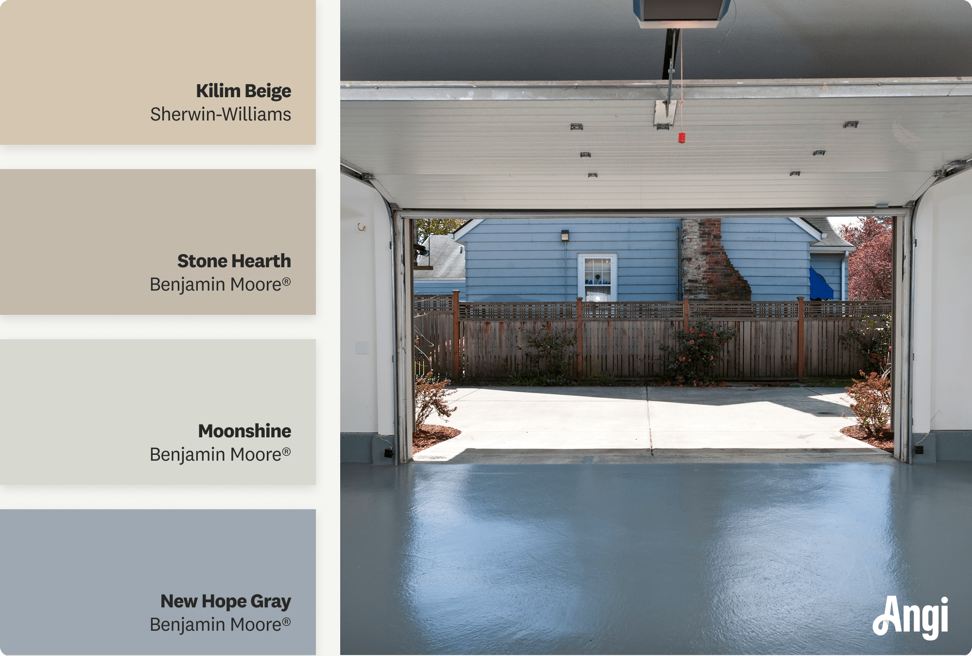 Neutral shades for concrete flooring, including different tones of neutral paints