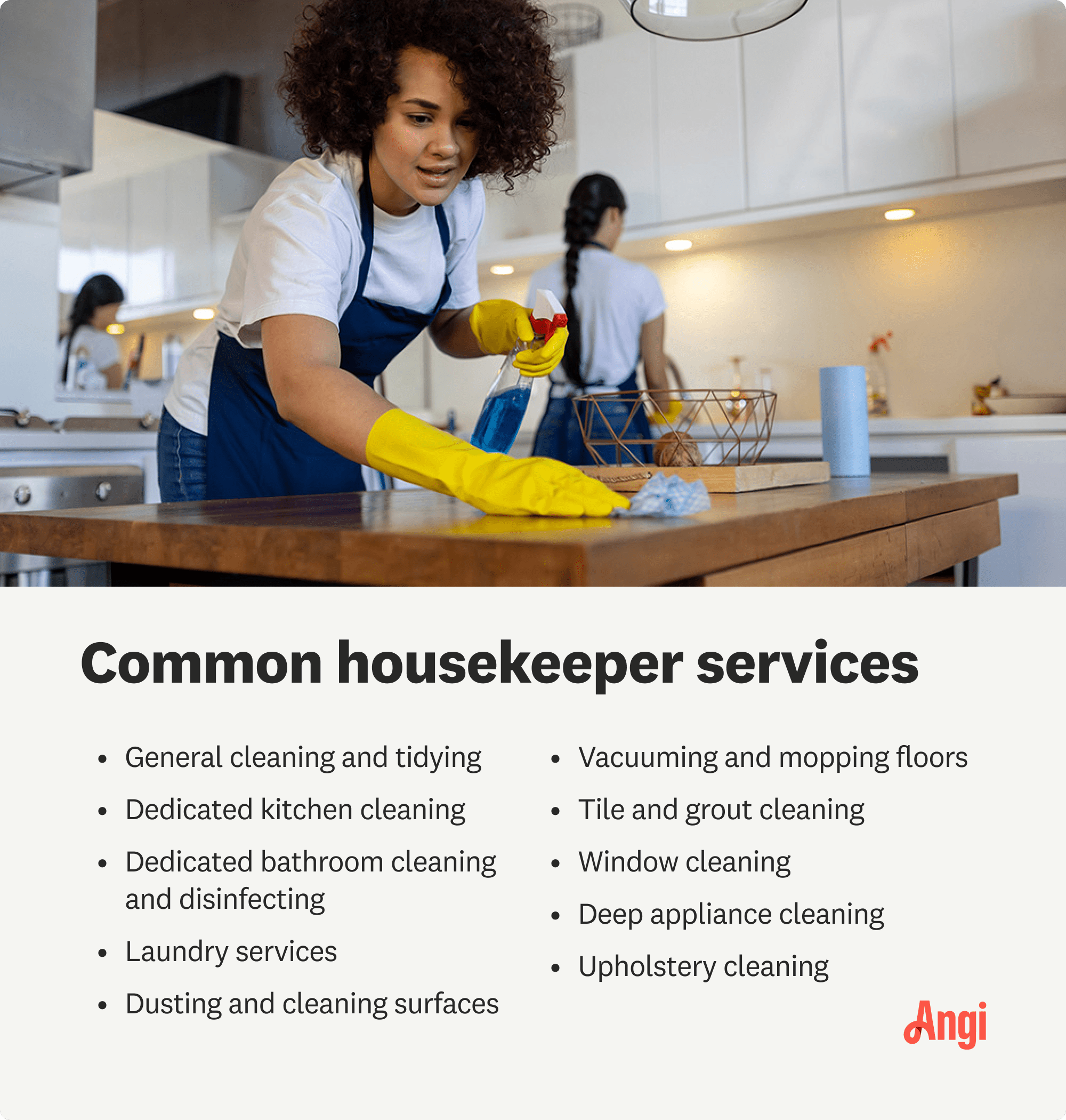 10 services housekeepers provide, including laundry, tile and grout cleaning, and upholstery cleaning