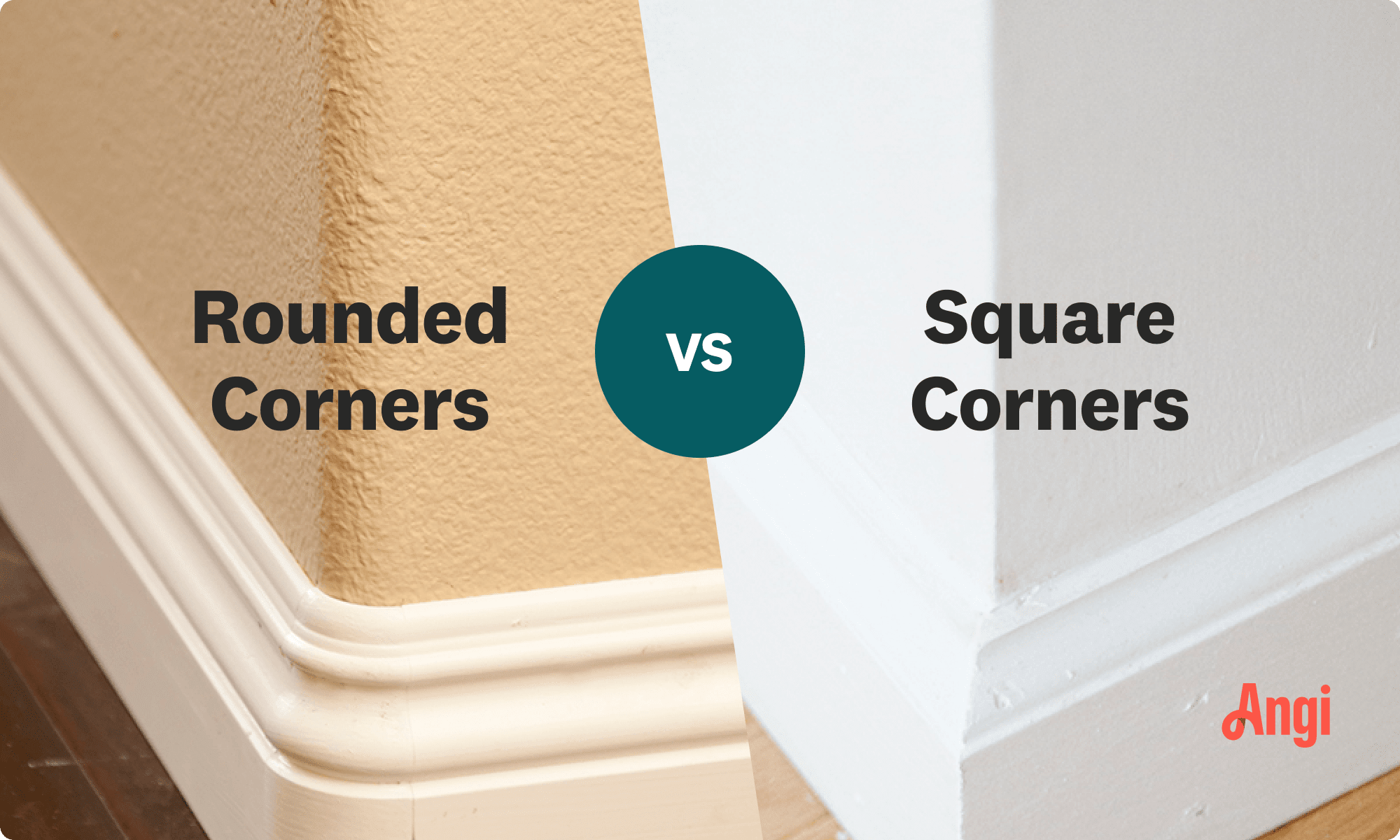 Rounded versus square drywall corners compared visually