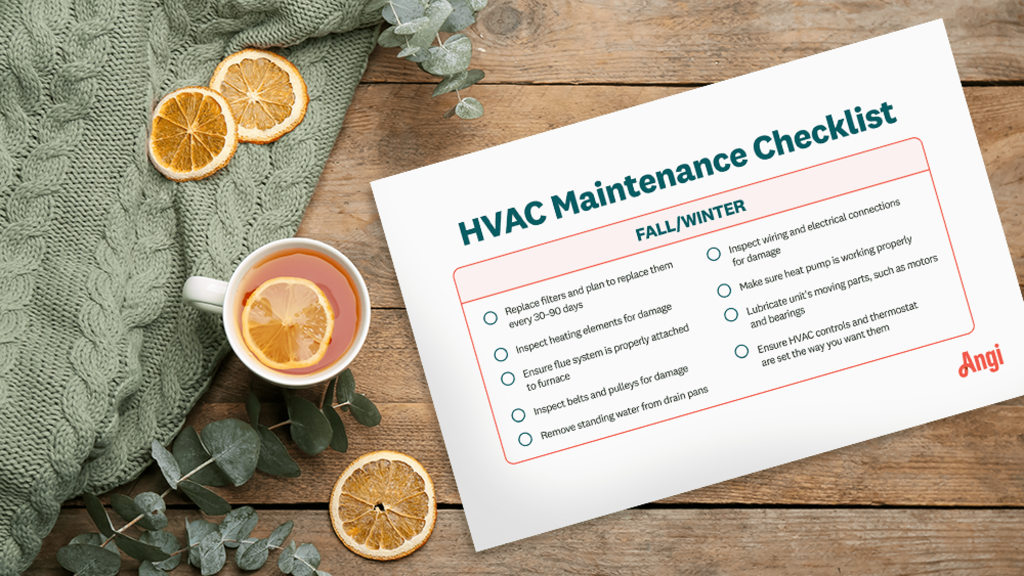 Downloadable checklist for HVAC maintenance in the fall and winter