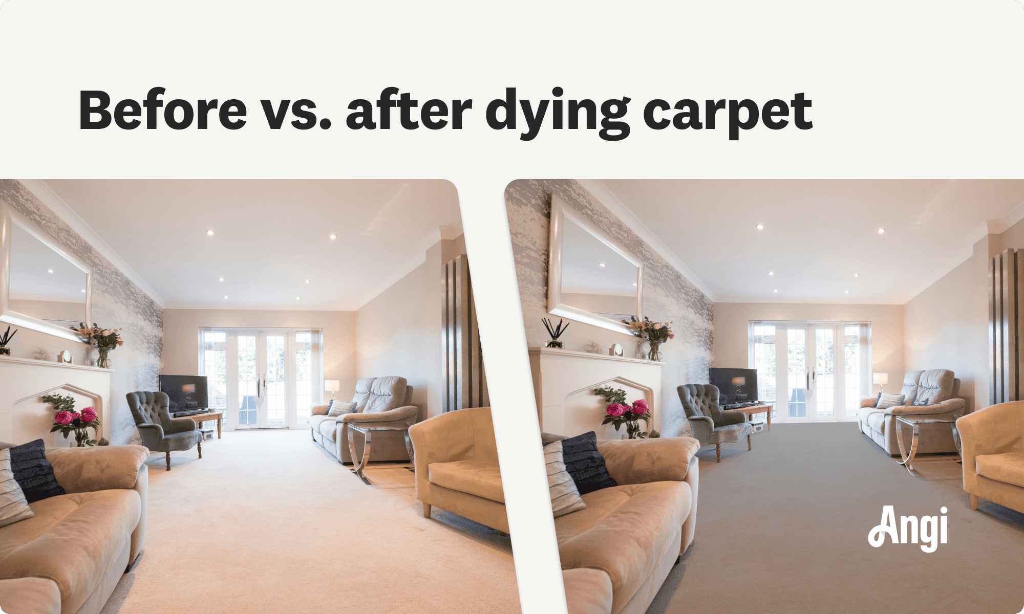 Dying your carpet before and after compared visually