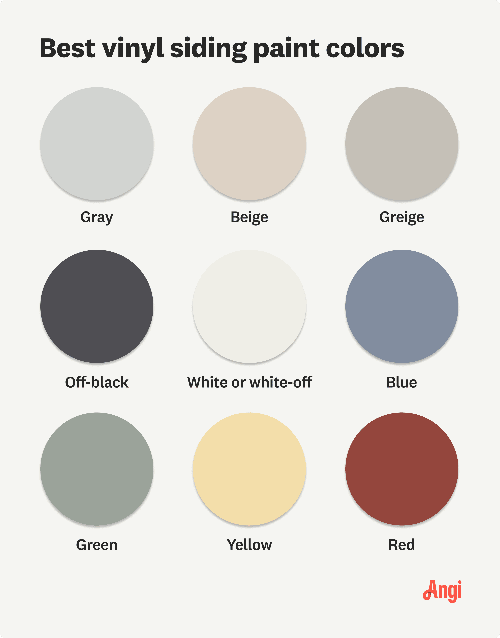 9 of the best paint colors for vinyl siding, including gray, beige, greige, and red
