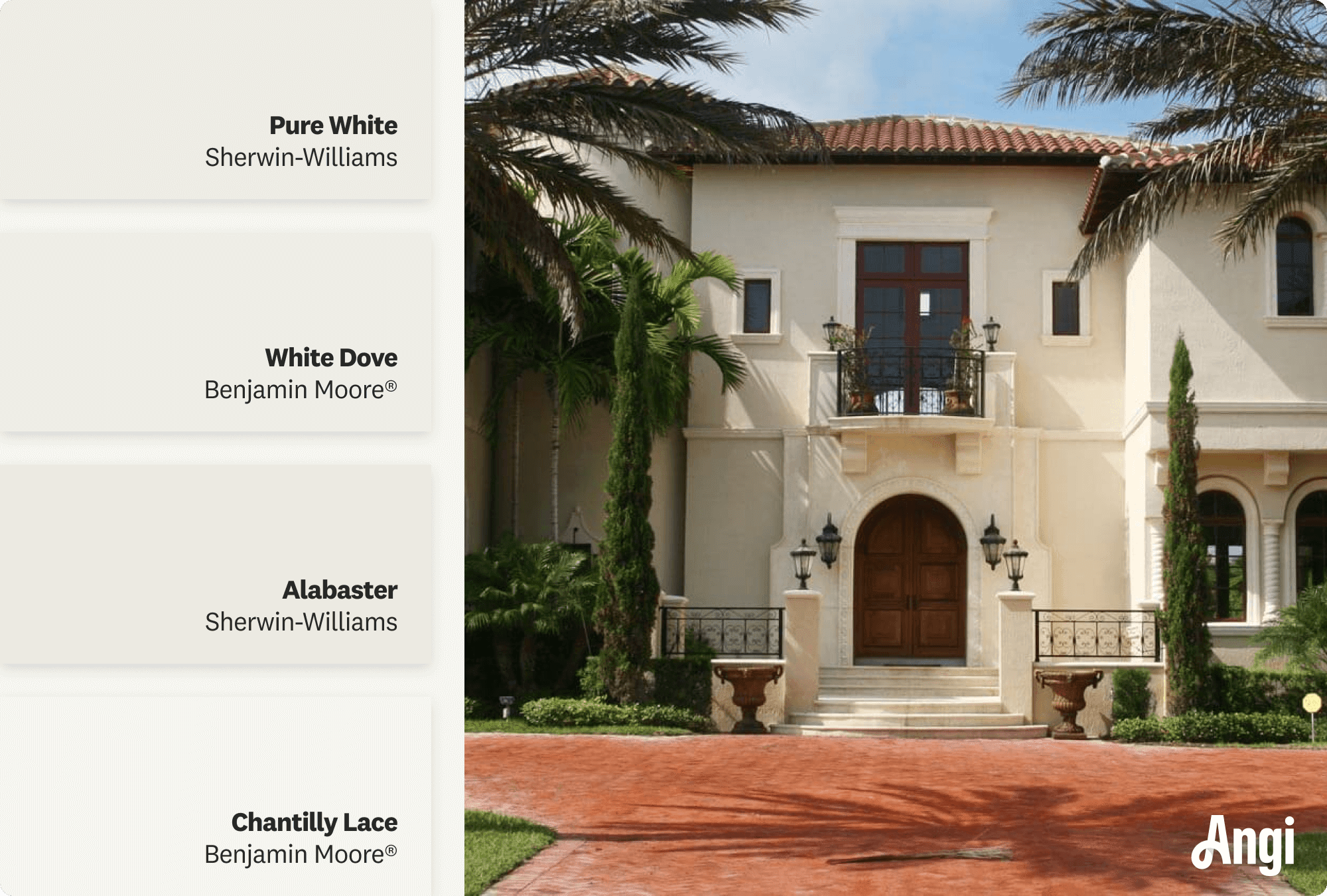 A Mediterranean style white villa, including different tones of white paint