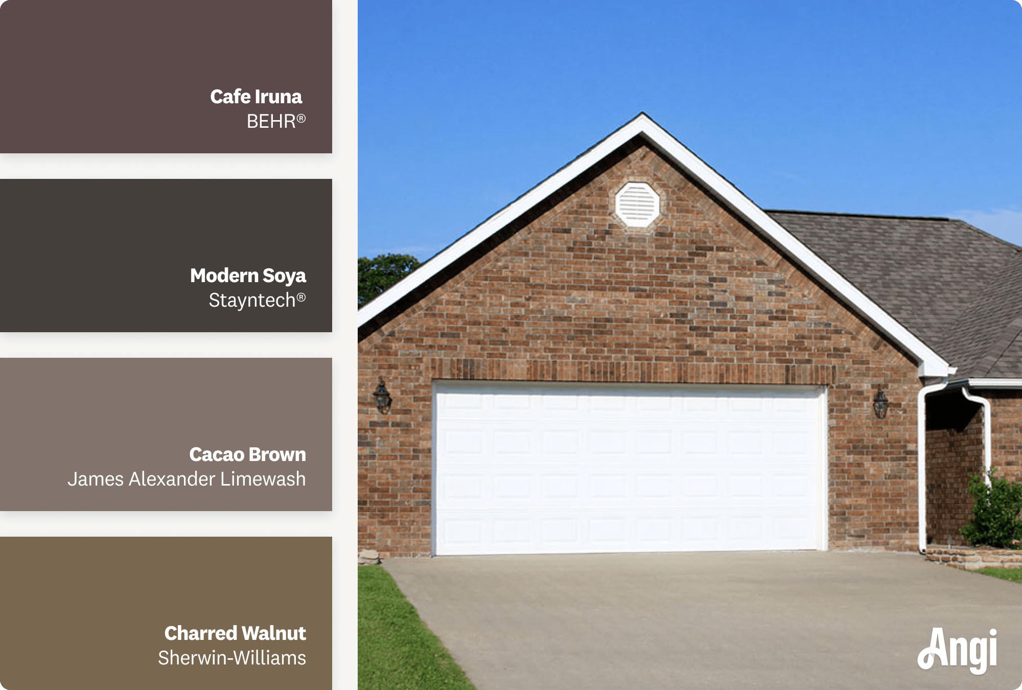 Brown brick home exterior, including different tones of brown stain