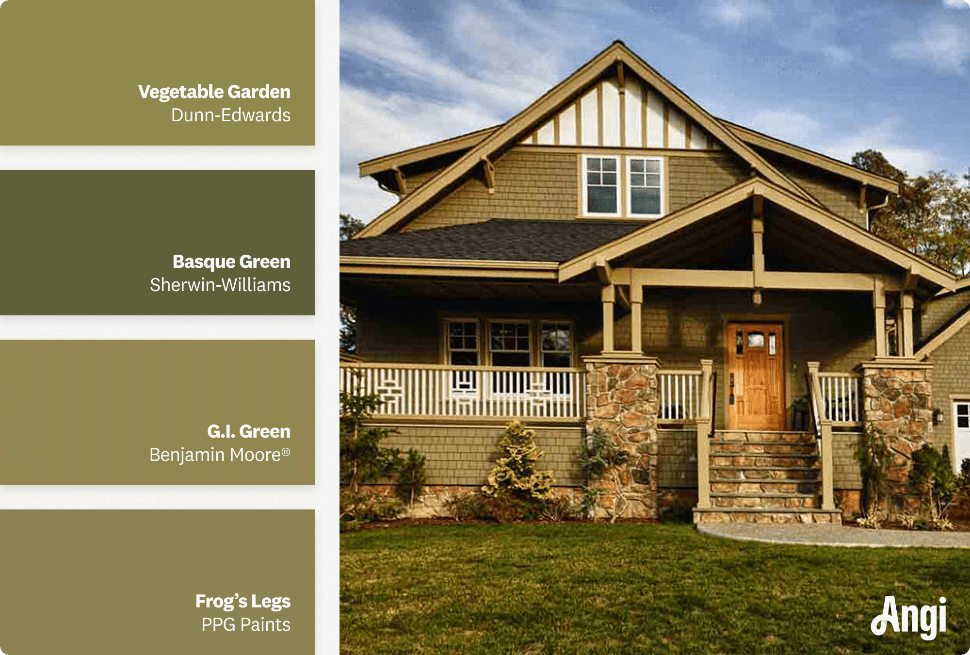 Army green home, including different tones of Army green paint