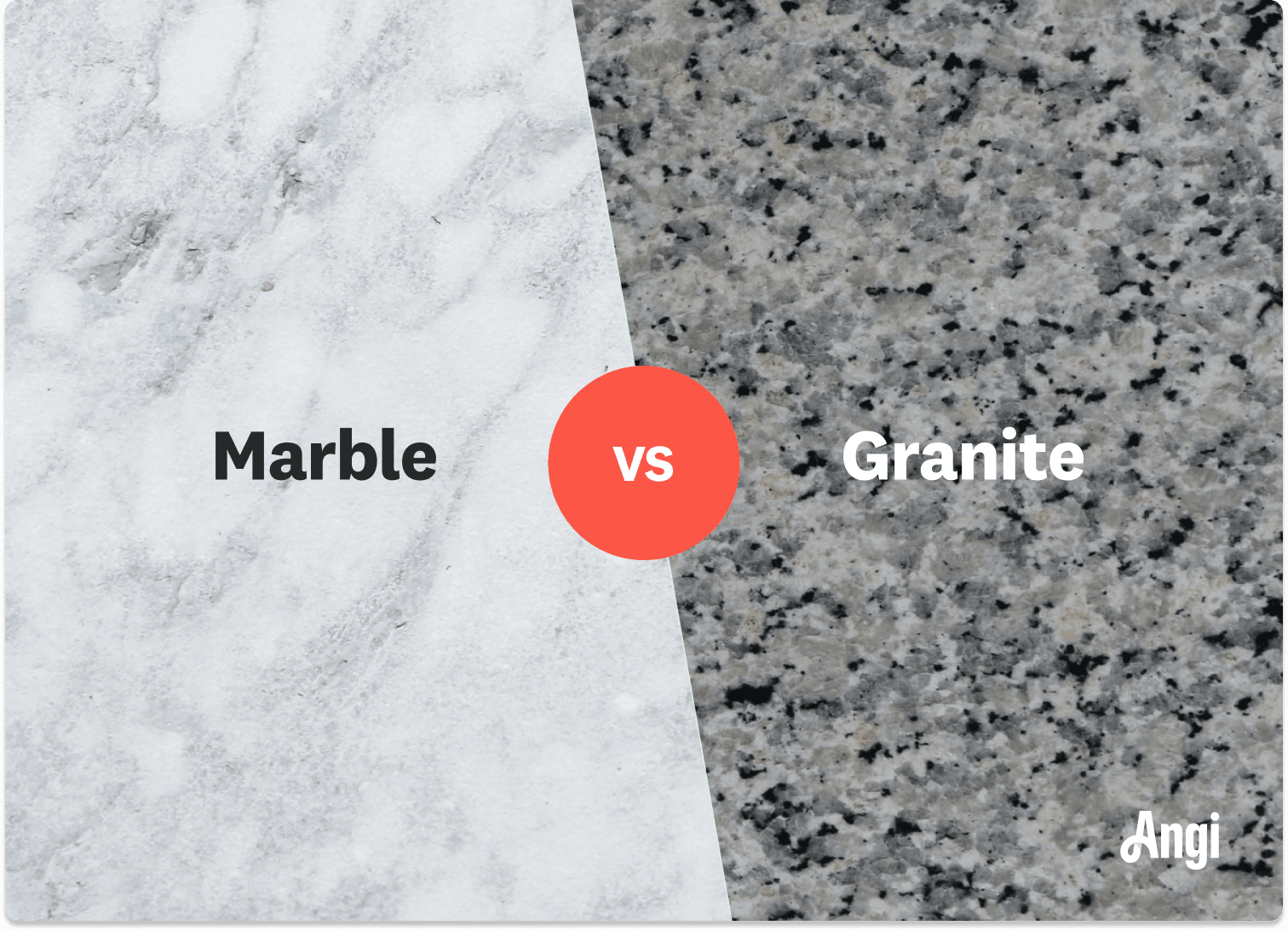 A photo comparison of marble and granite