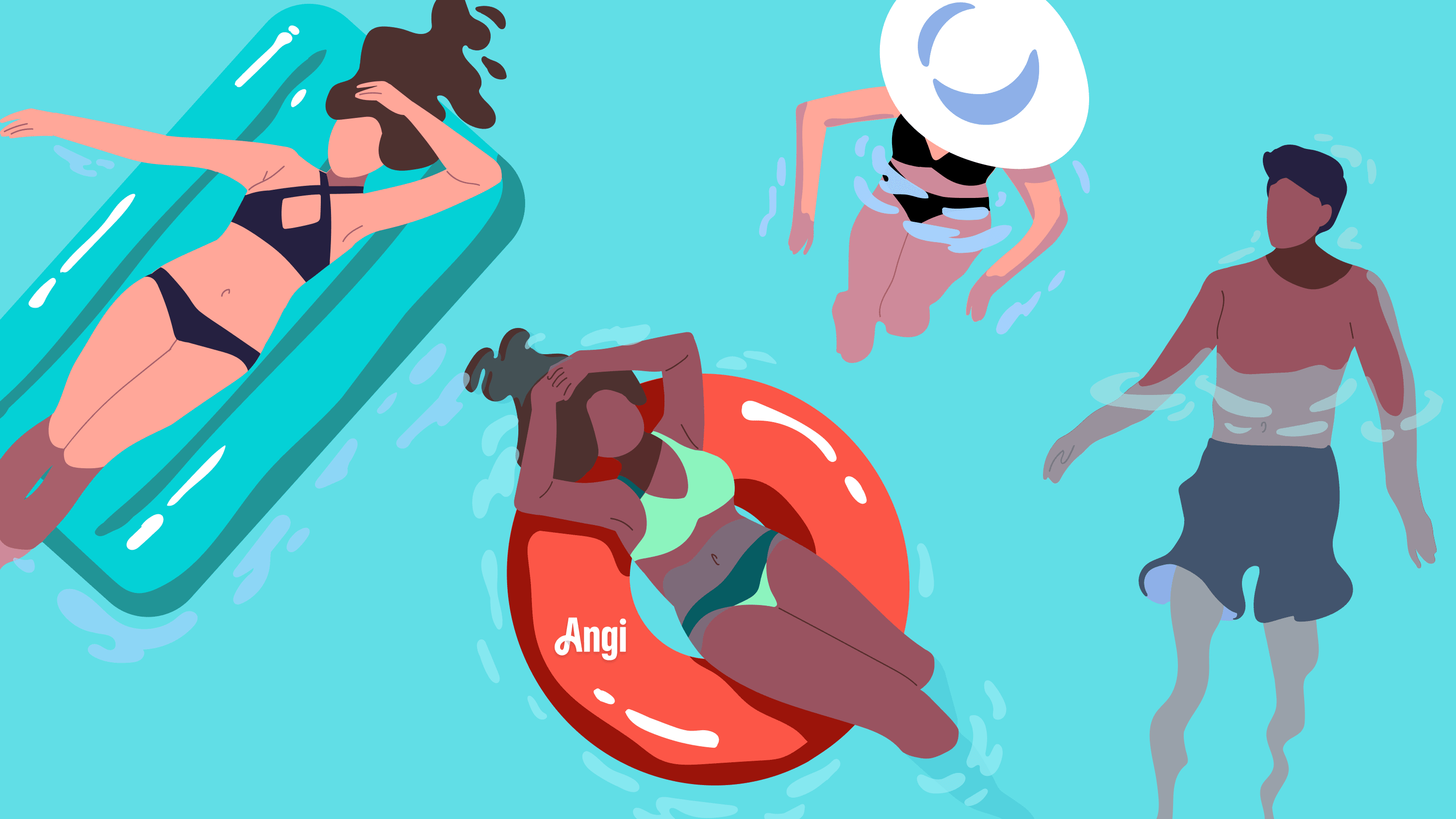 Illustration showing people swimming in a pool