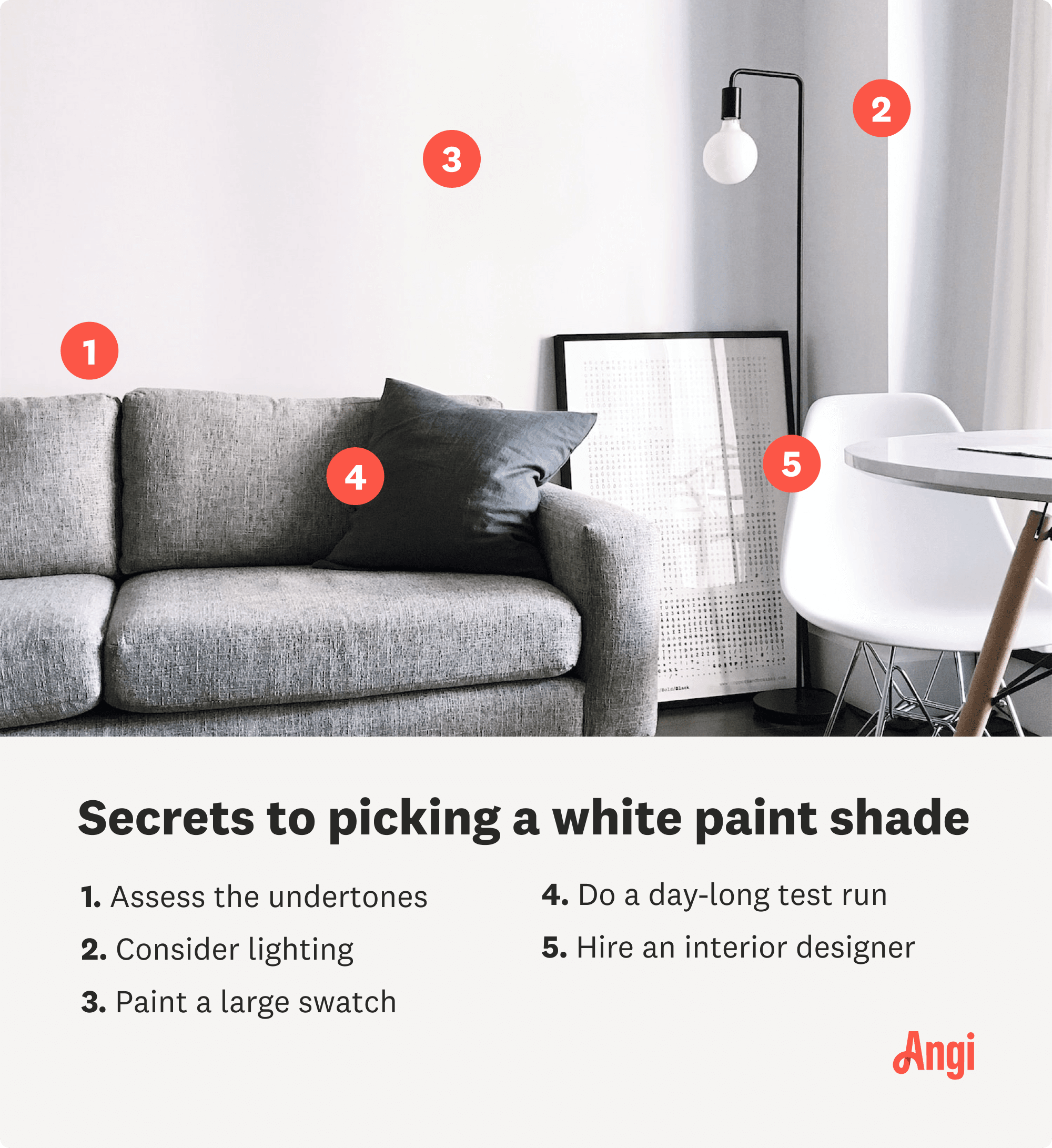 5 secrets to picking a white paint shade, including assessing the undertones or hiring an interior designer
