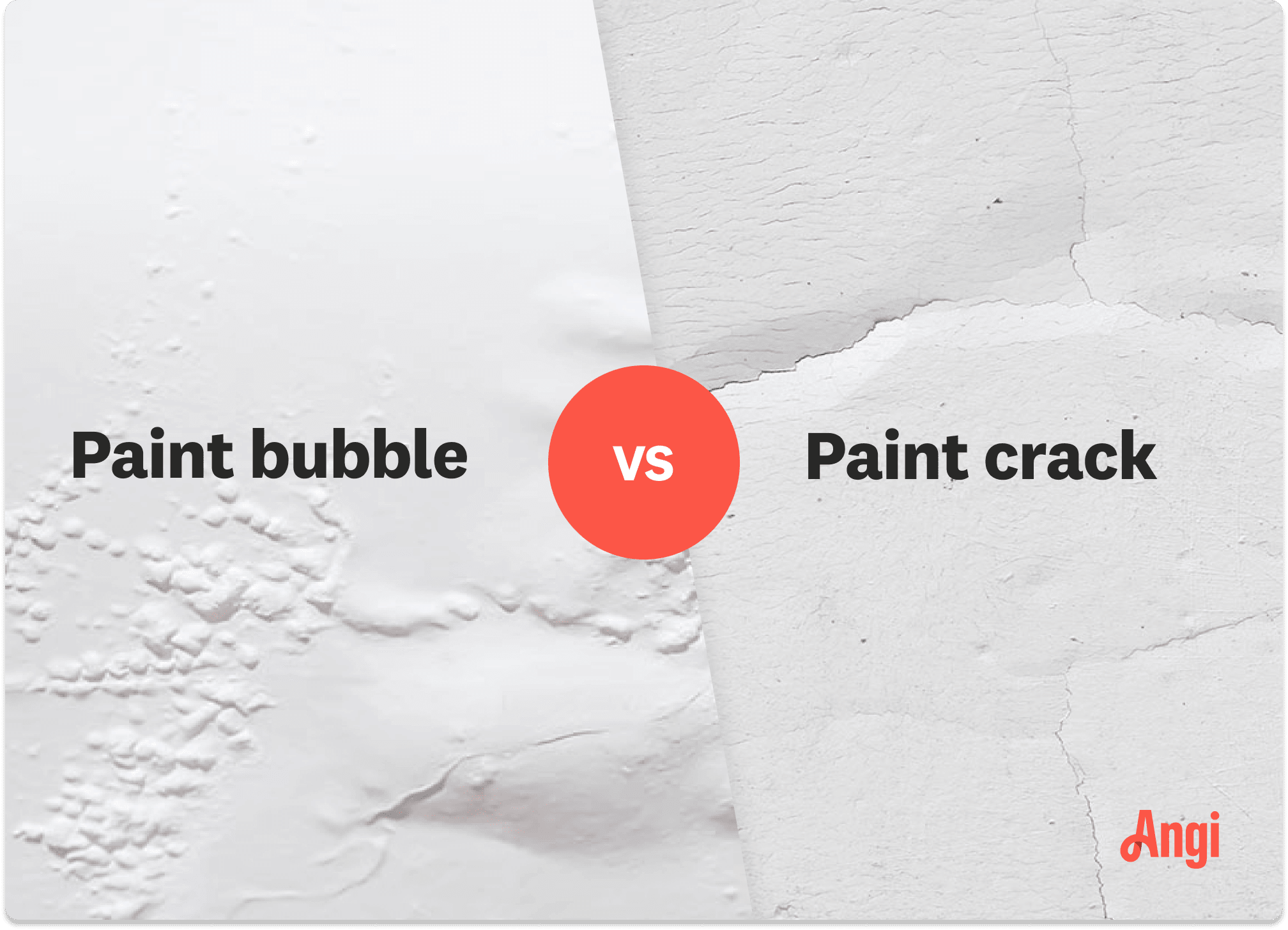 Paint bubbles versus paint cracks on a surface