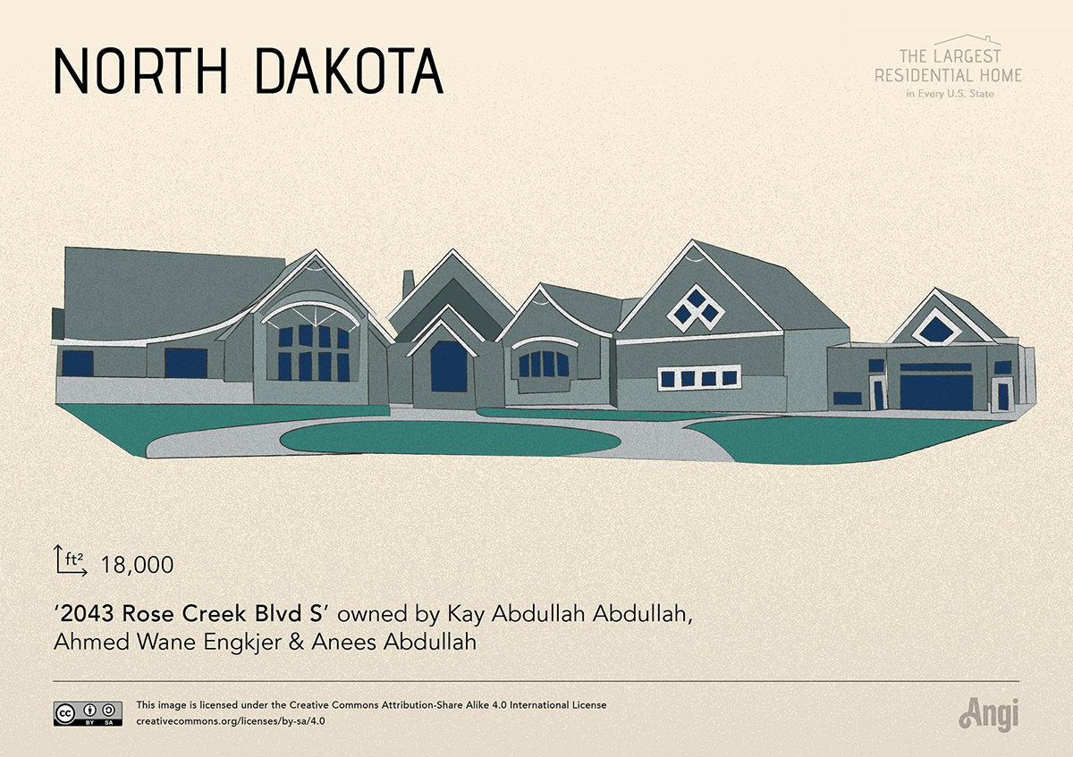 the largest home in North Dakota is 2043 Rose Creek Blvd S