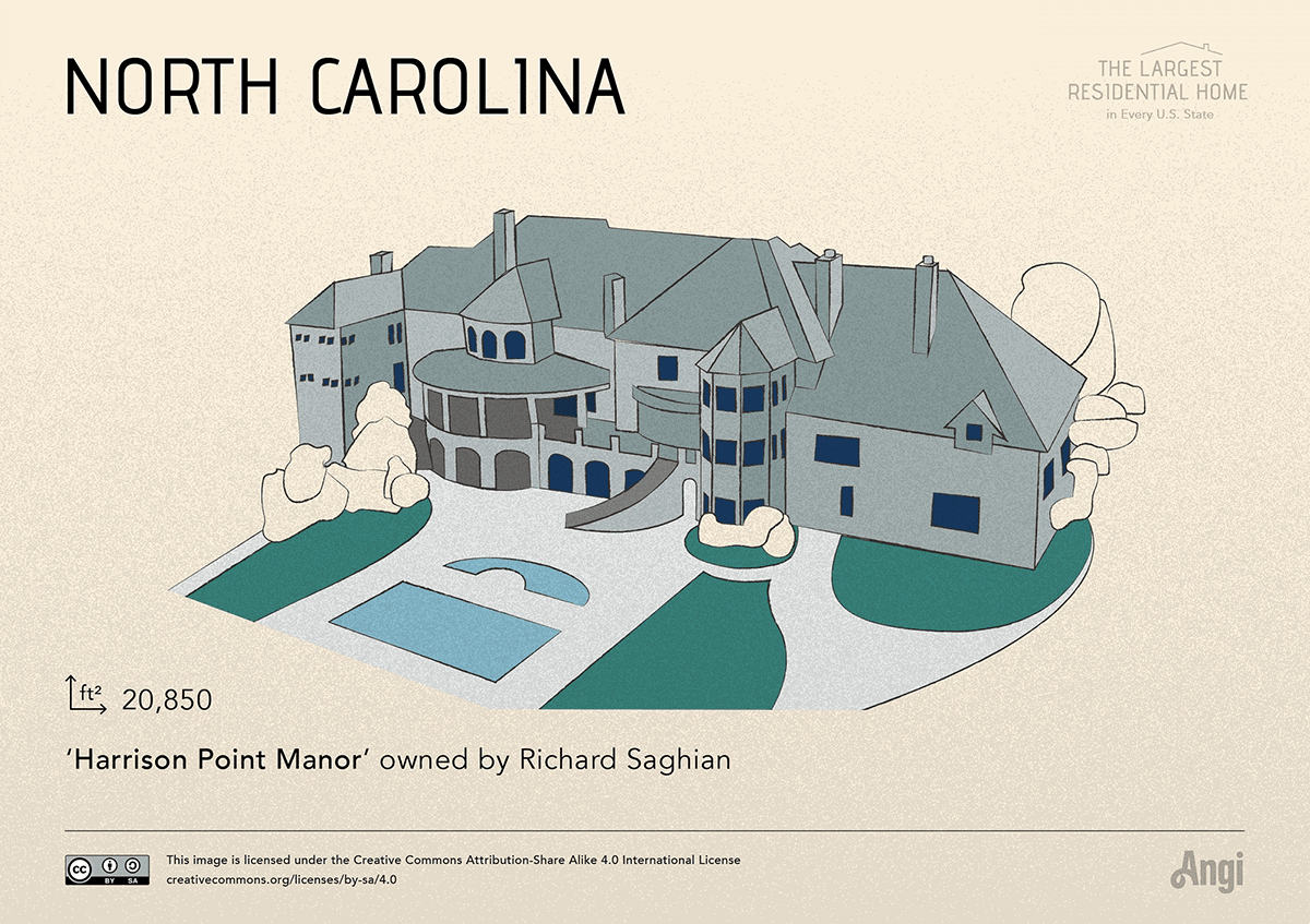 the largest home in North Carolina is Harrison Point Manor