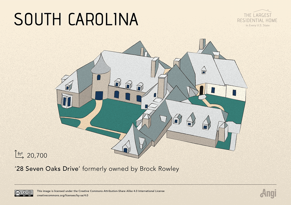 the largest home in South Carolina is 28 Seven Oaks Drive