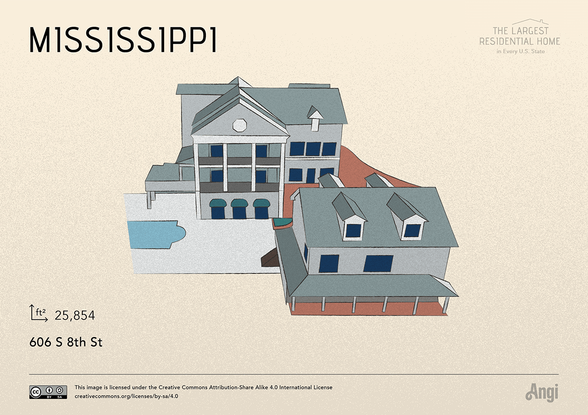 the largest home in Mississippi is 606 S 8th St