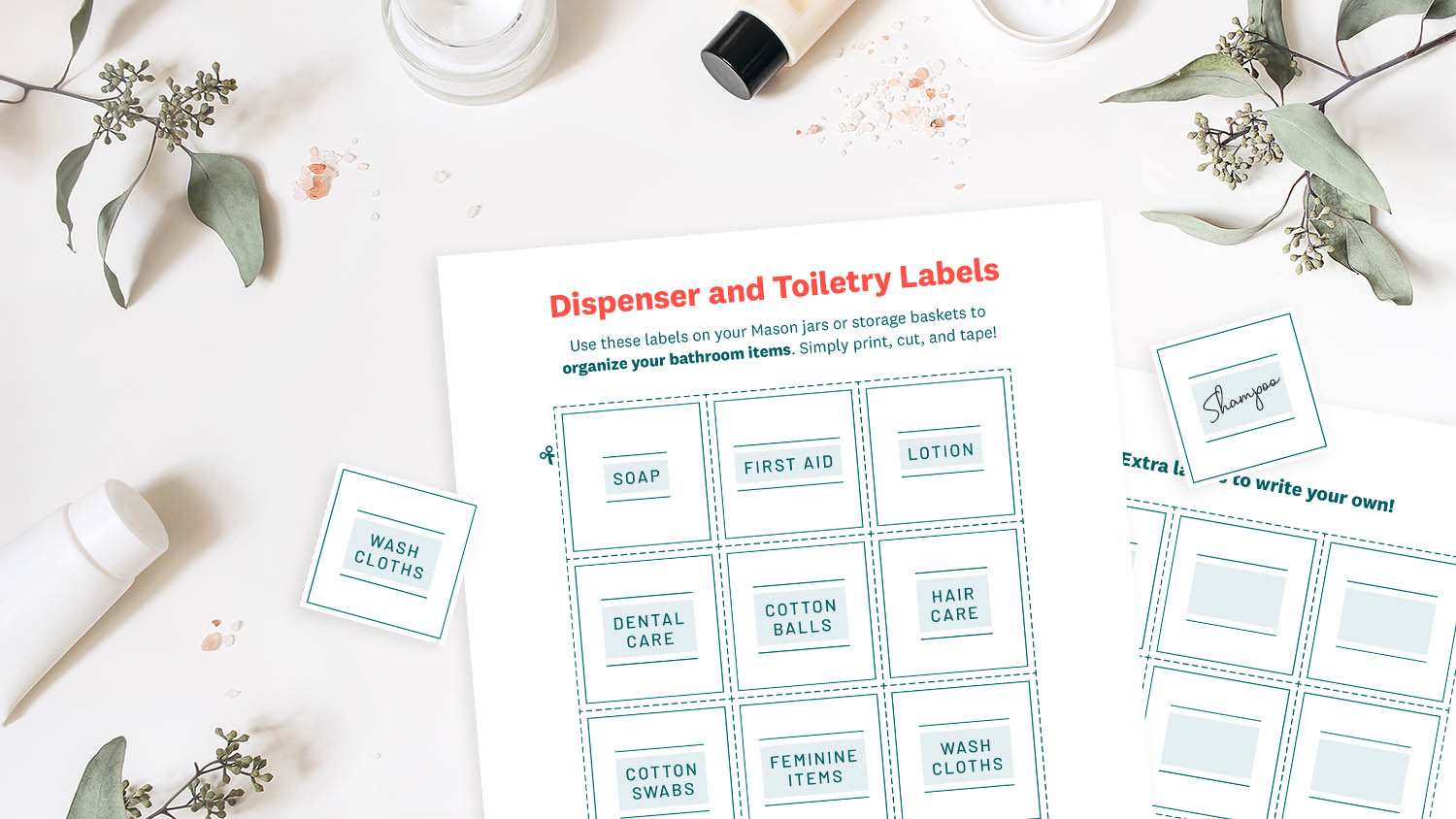 mockup of toiletry labels printable