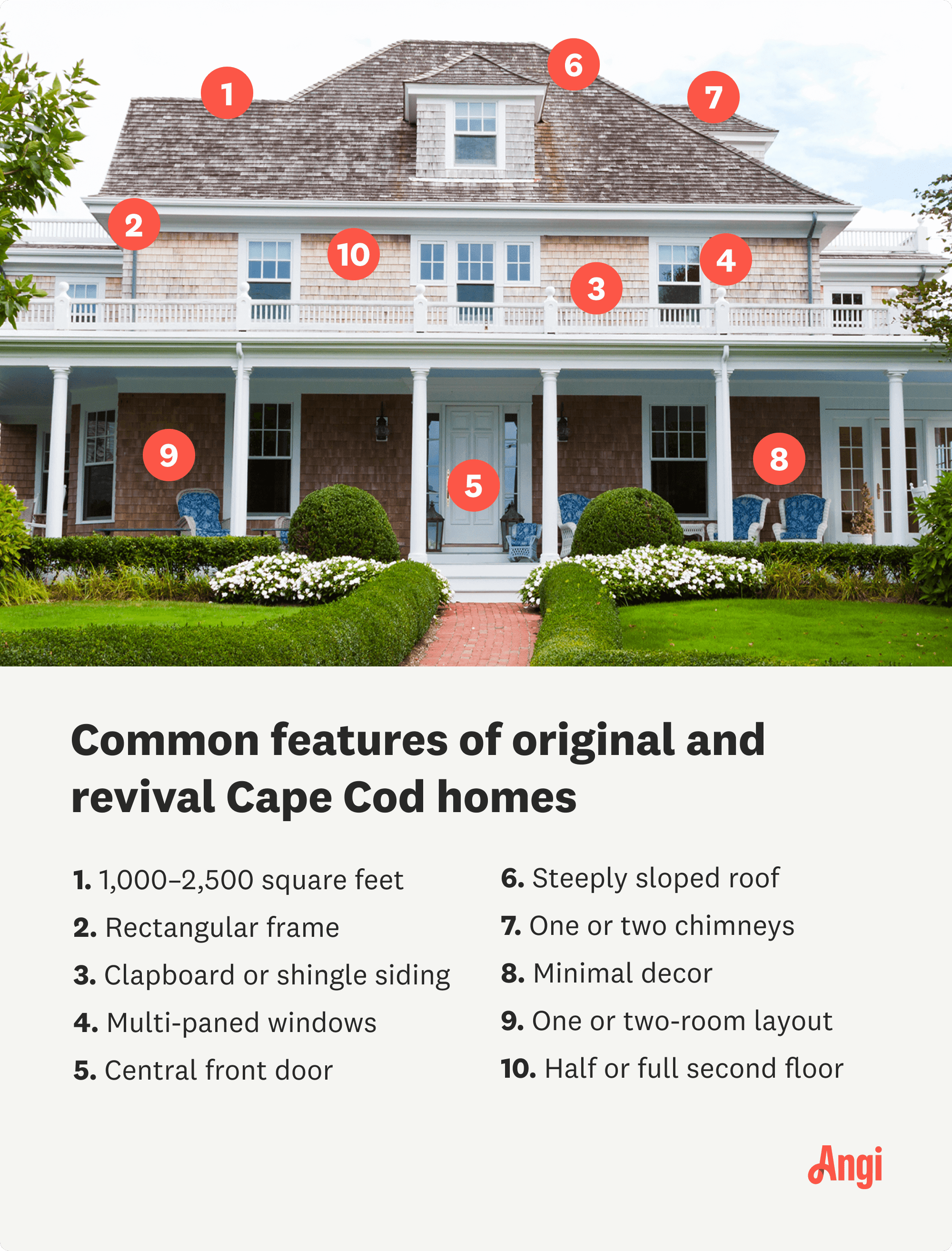 10 common features of Cape Cod homes, including clapboard or shingle siding