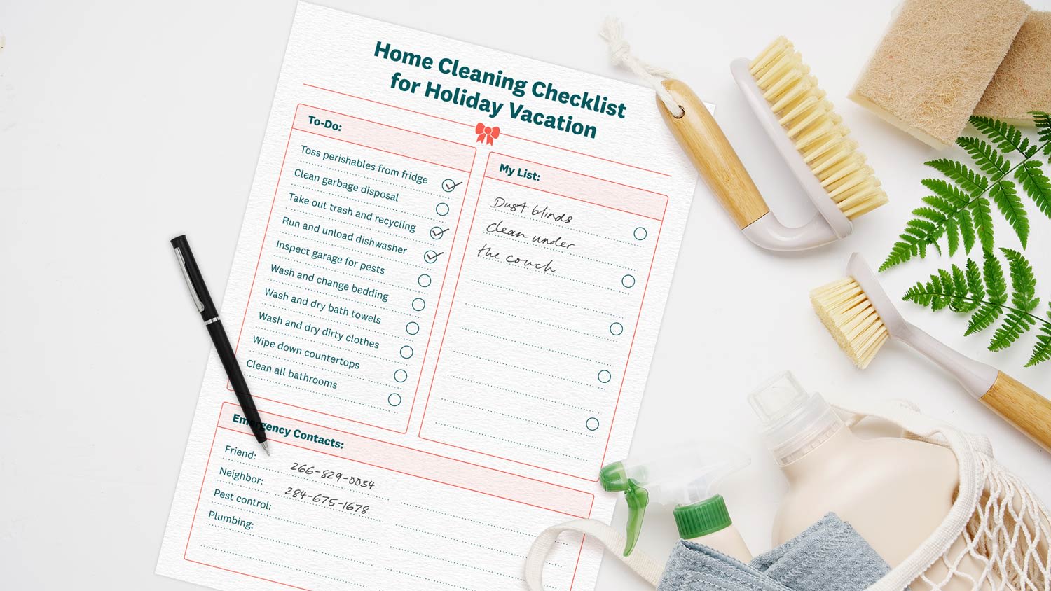 Home cleaning checklist mockup printable sheet