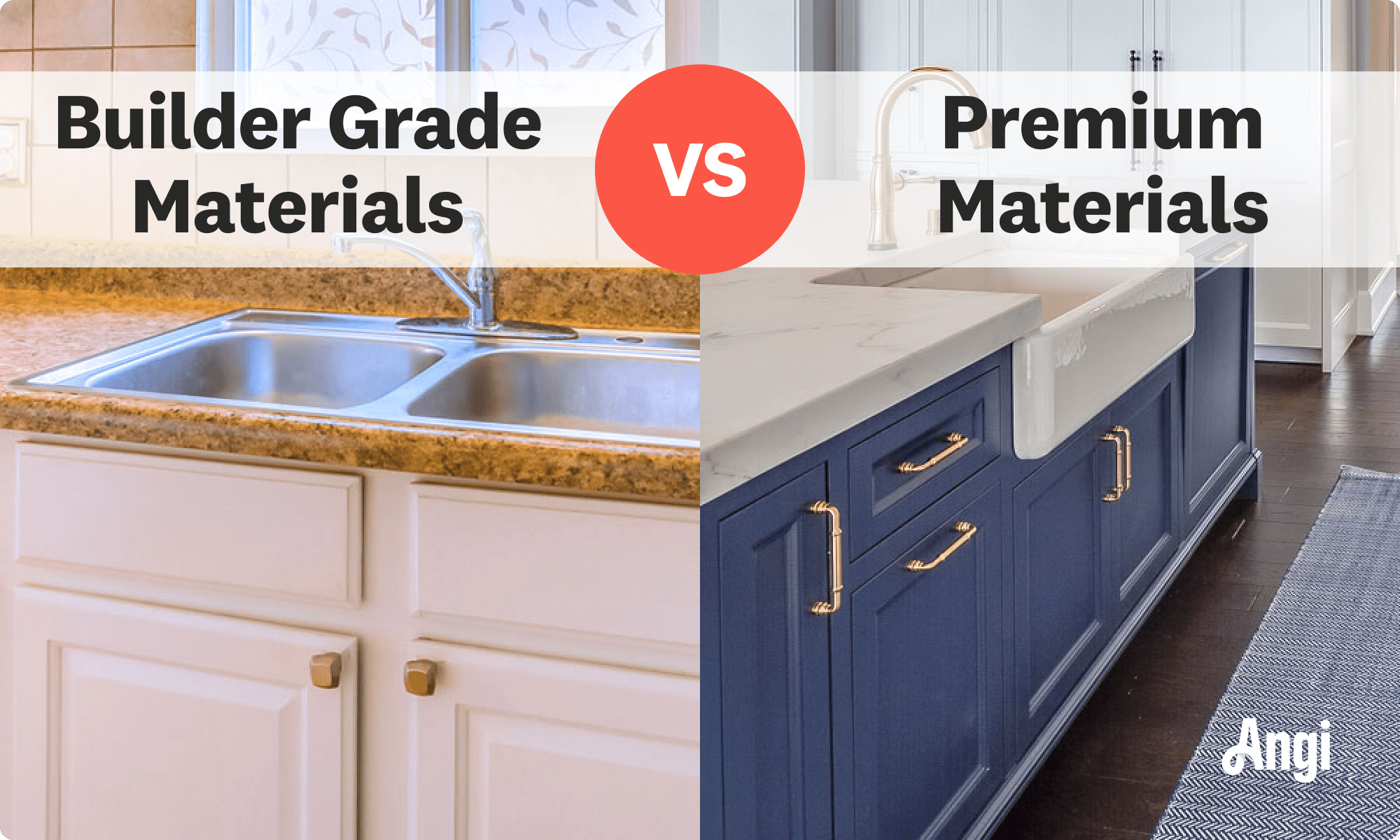 Builder grade materials versus premium materials compared visually