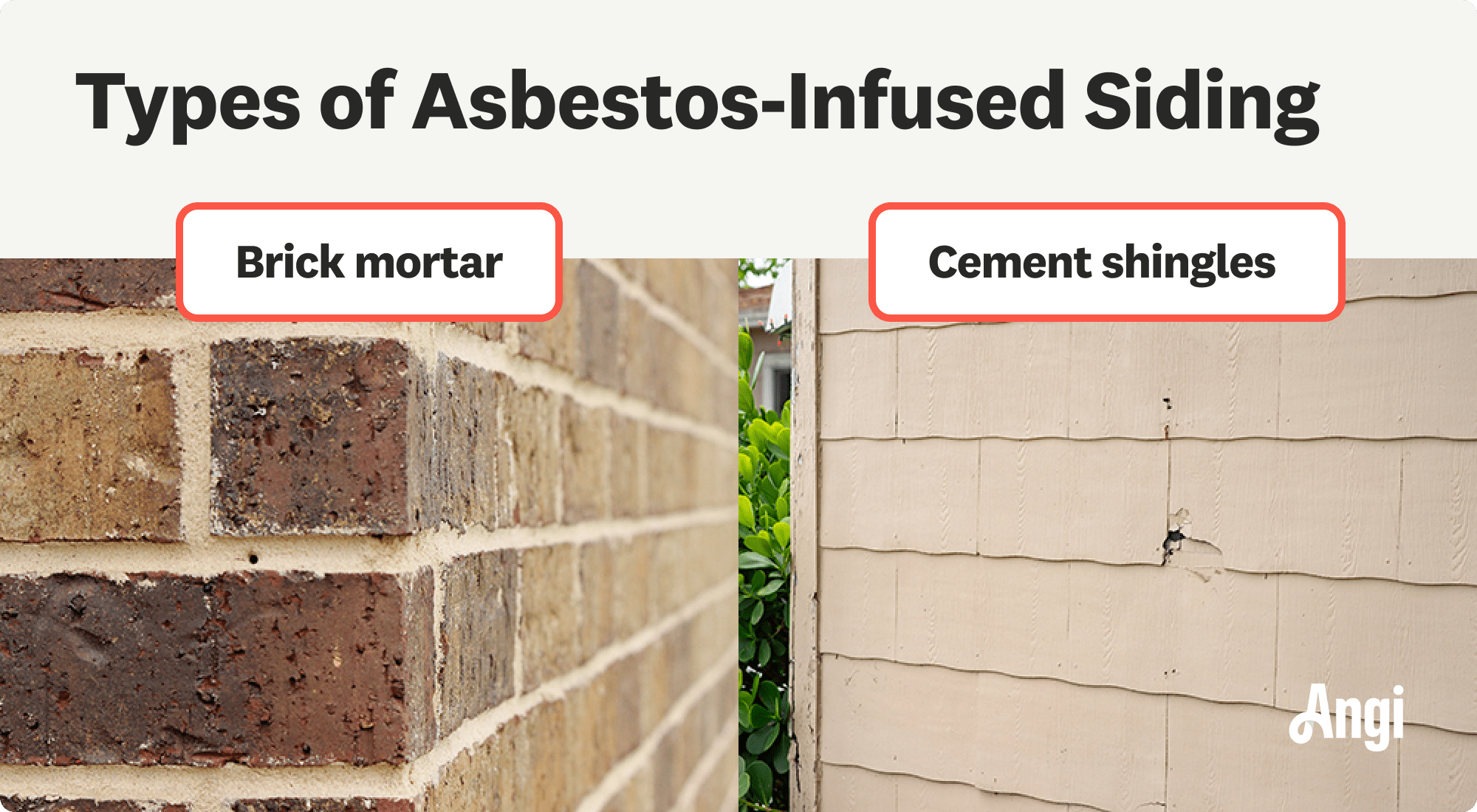 Asbestos-infused brick mortar and cement shingles compared visually