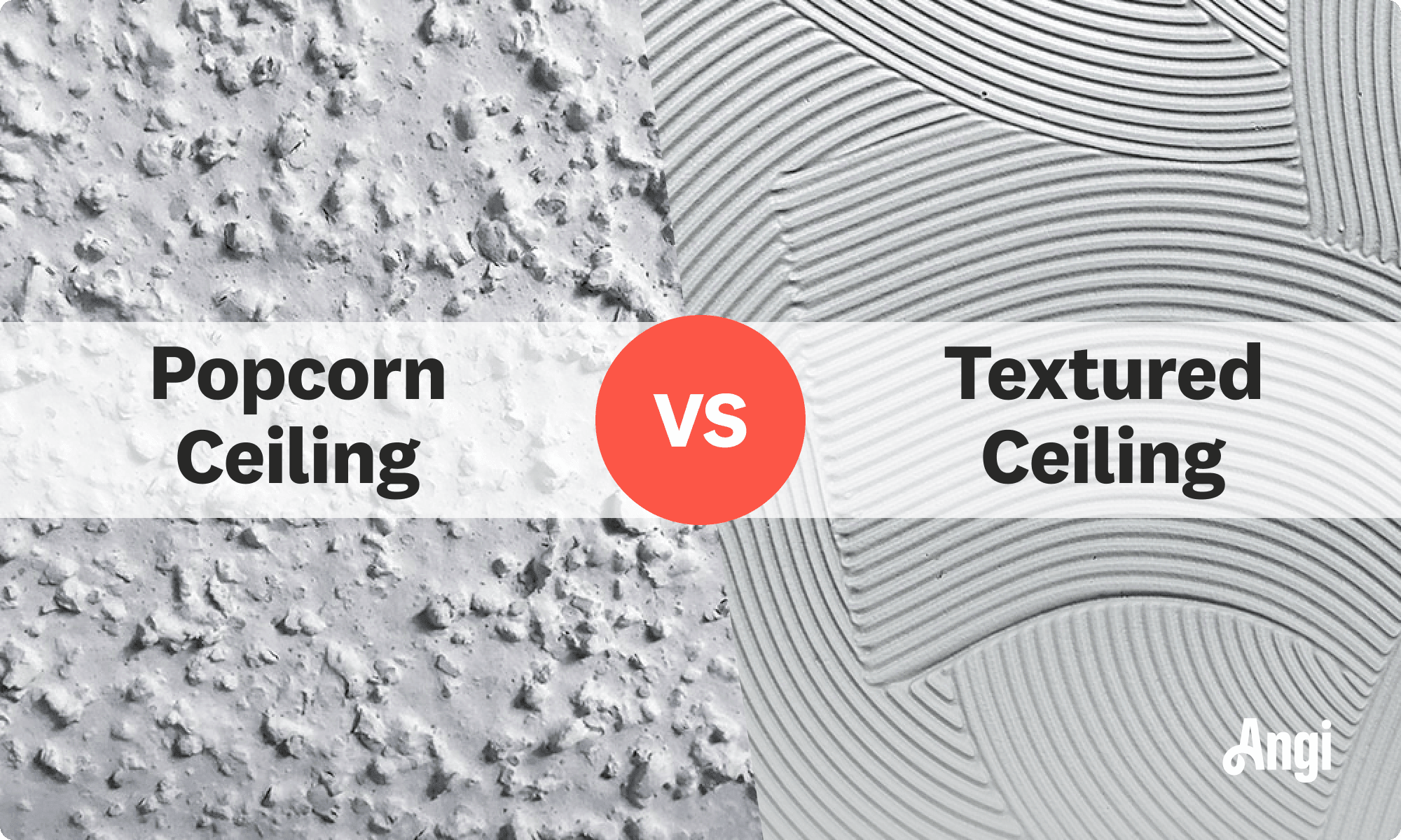 Popcorn ceiling versus textured ceilings compared visually