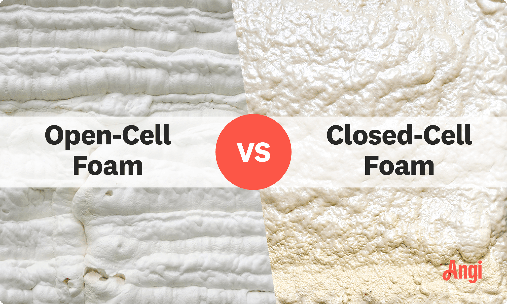 Open-cell foam versus closed-cell foam insulation visual comparison