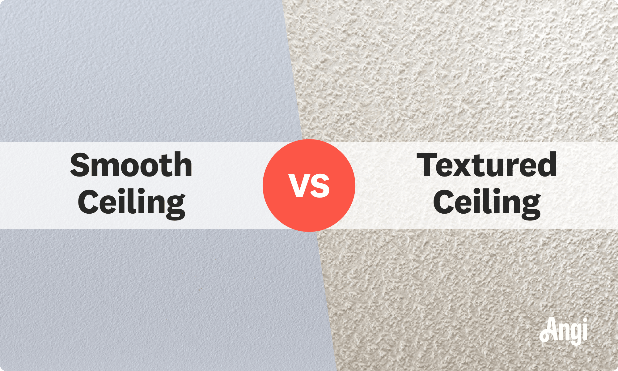 Smooth ceiling versus textured ceiling visual comparison