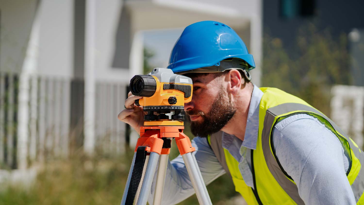 A man performing a land survey