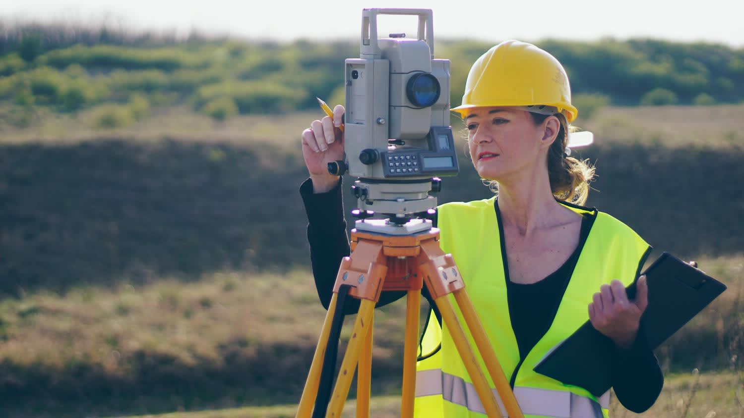 female surveyor at work