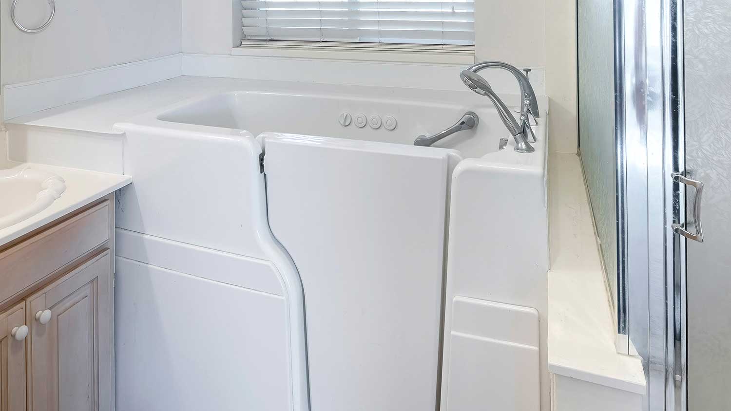 Senior accessible bathroom with a walk-in-tub