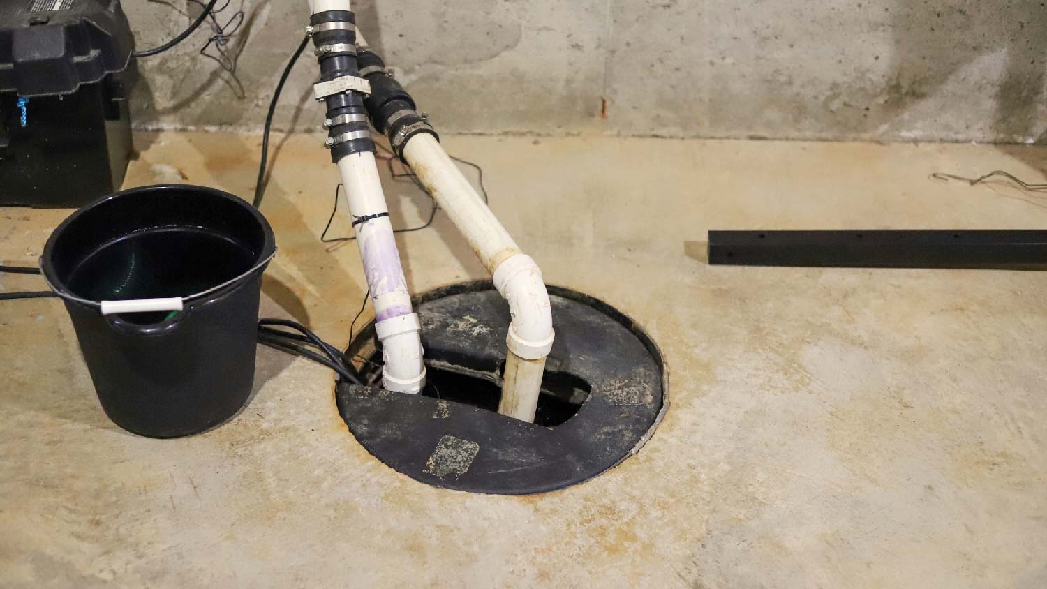 A sump pump system at the basement