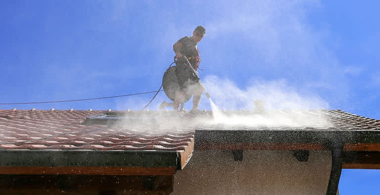 professional roof washer power washing