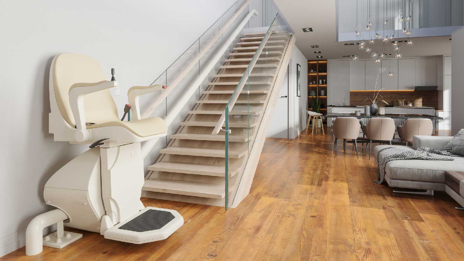 A stair lift in a modern house