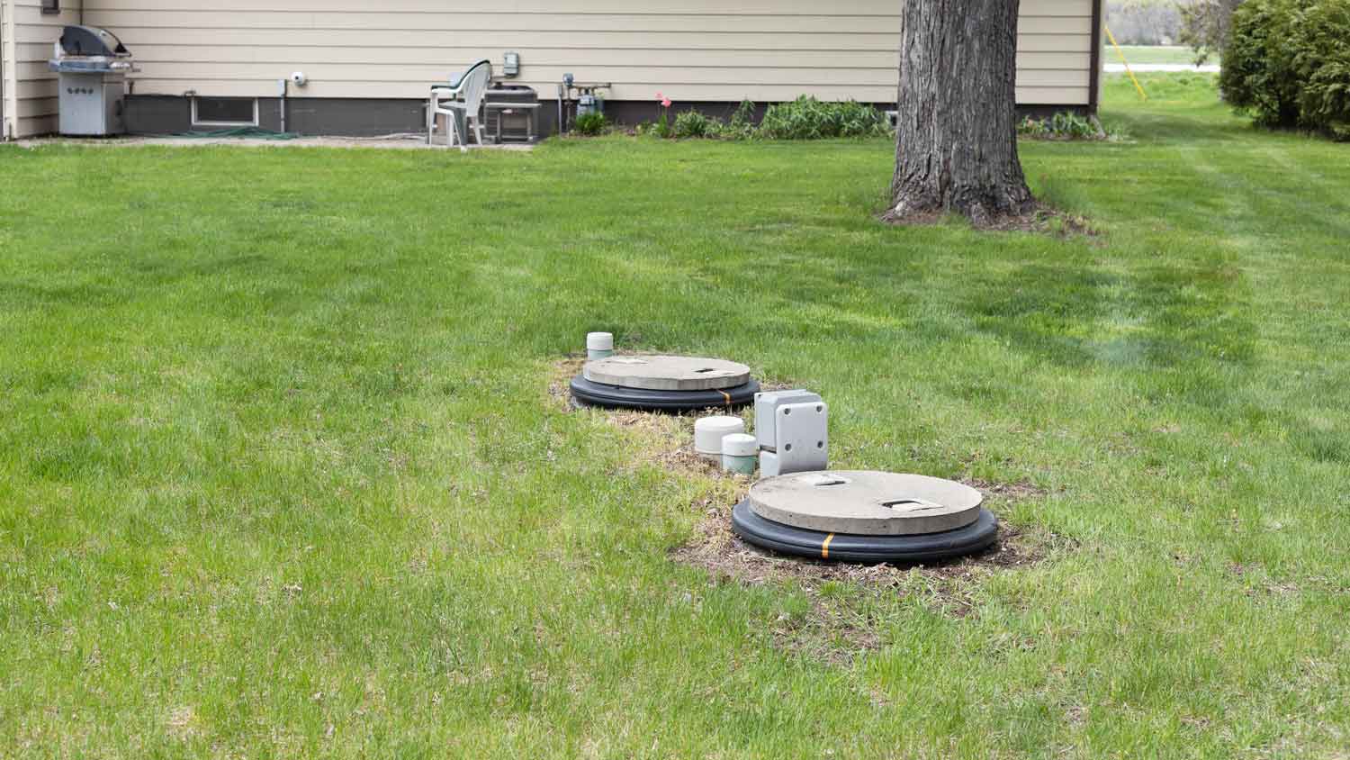 septic tank in yard