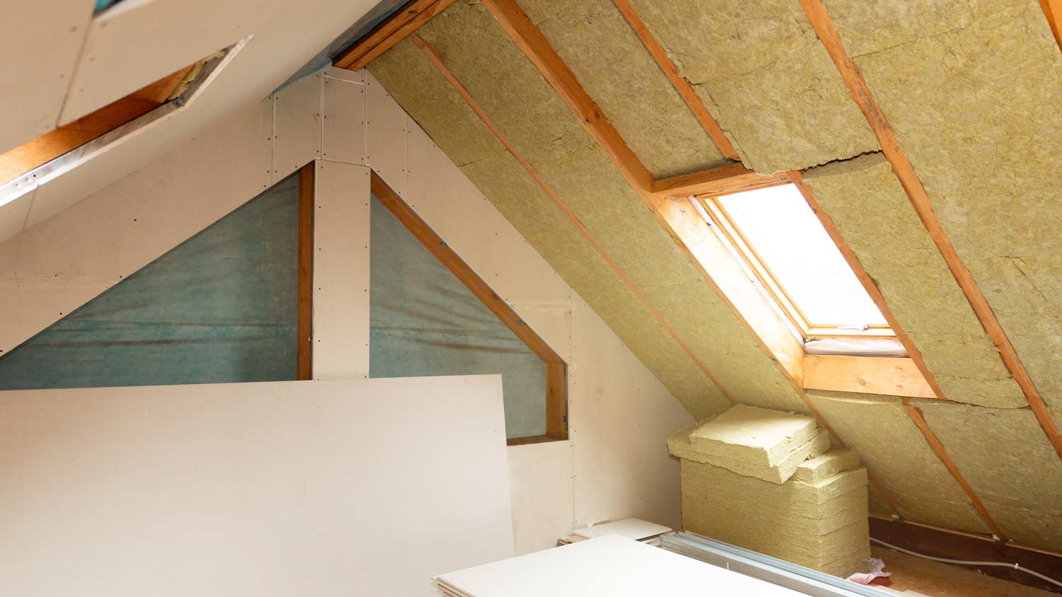 house attic with insulation