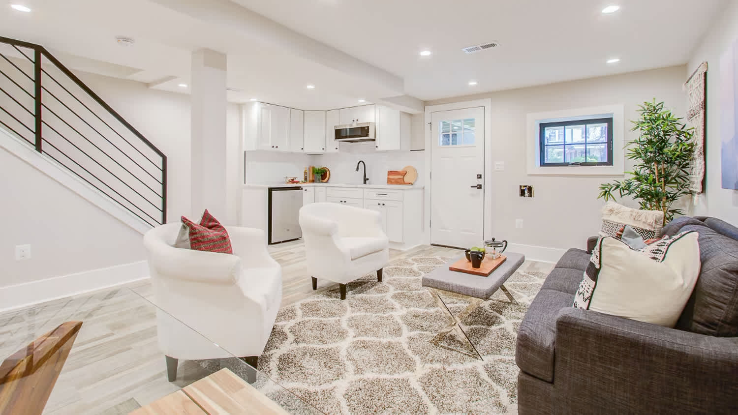 White stylish new basement