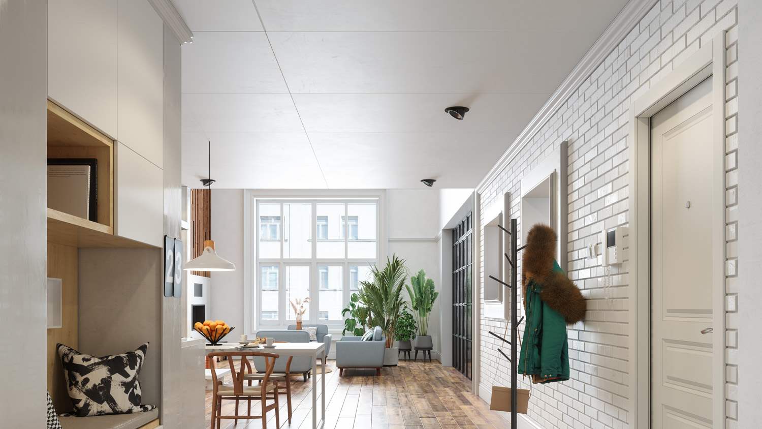 Modern apt hallway