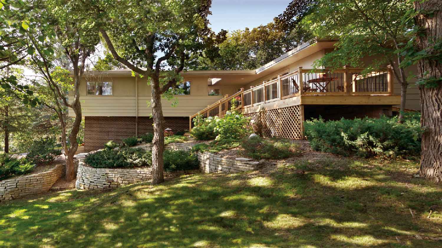 A house with oak trees in its yard