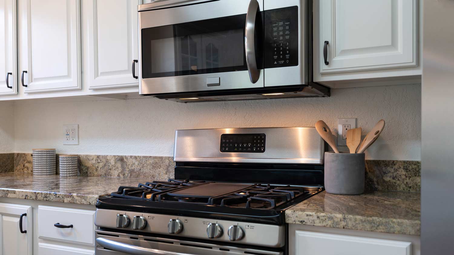 microwave above kitchen stove