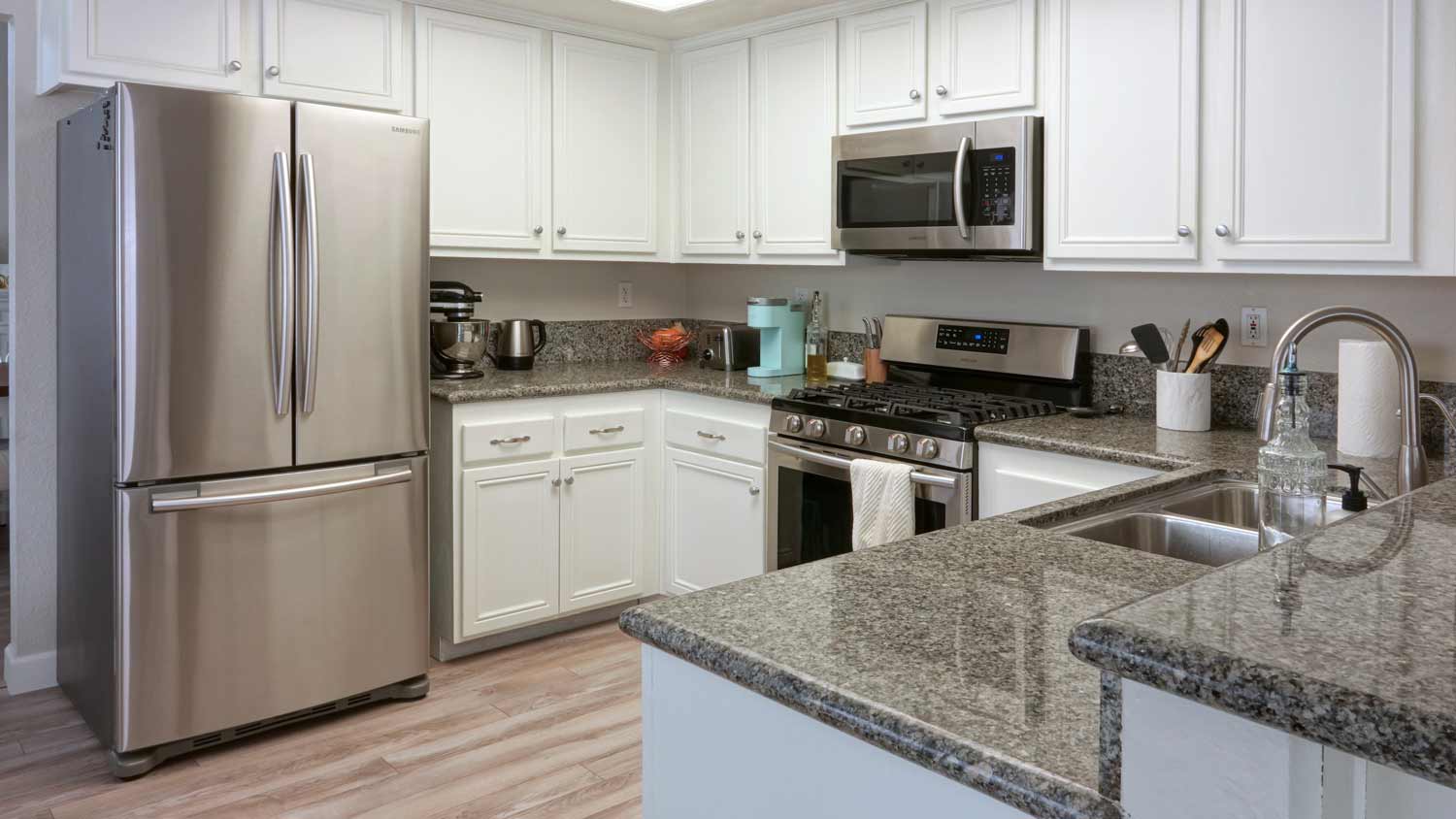 kitchen with stainless steel refrigerator