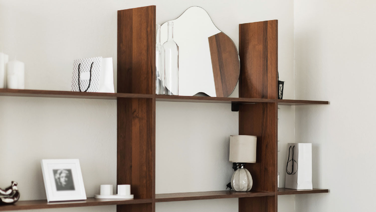 A floating bookcase