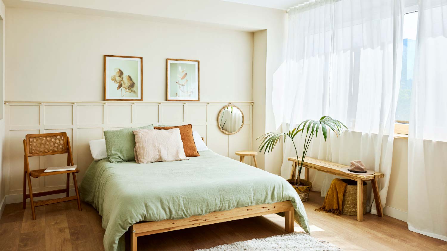 A bright minimalistic bedroom