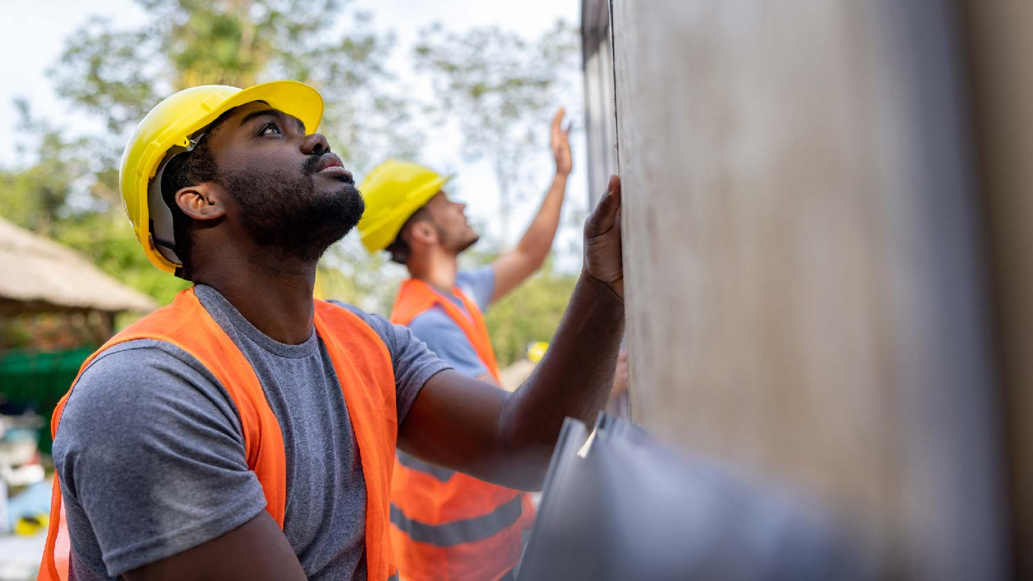 A constructor renovating a mobile home