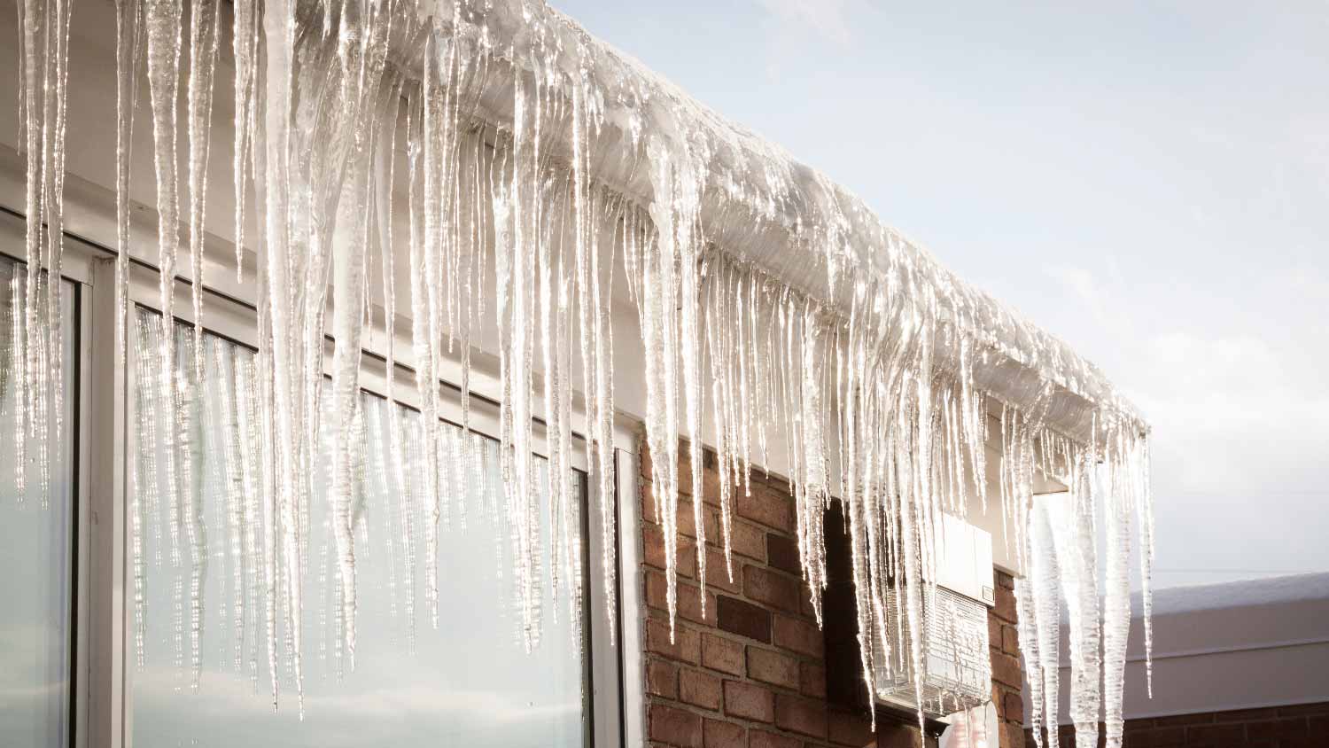 A house with large ice dams