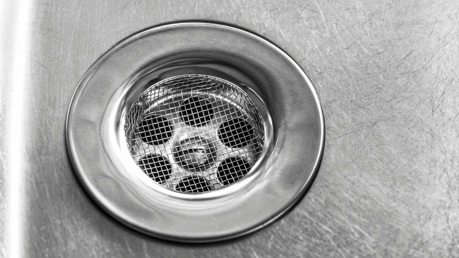 Drain in kitchen sink