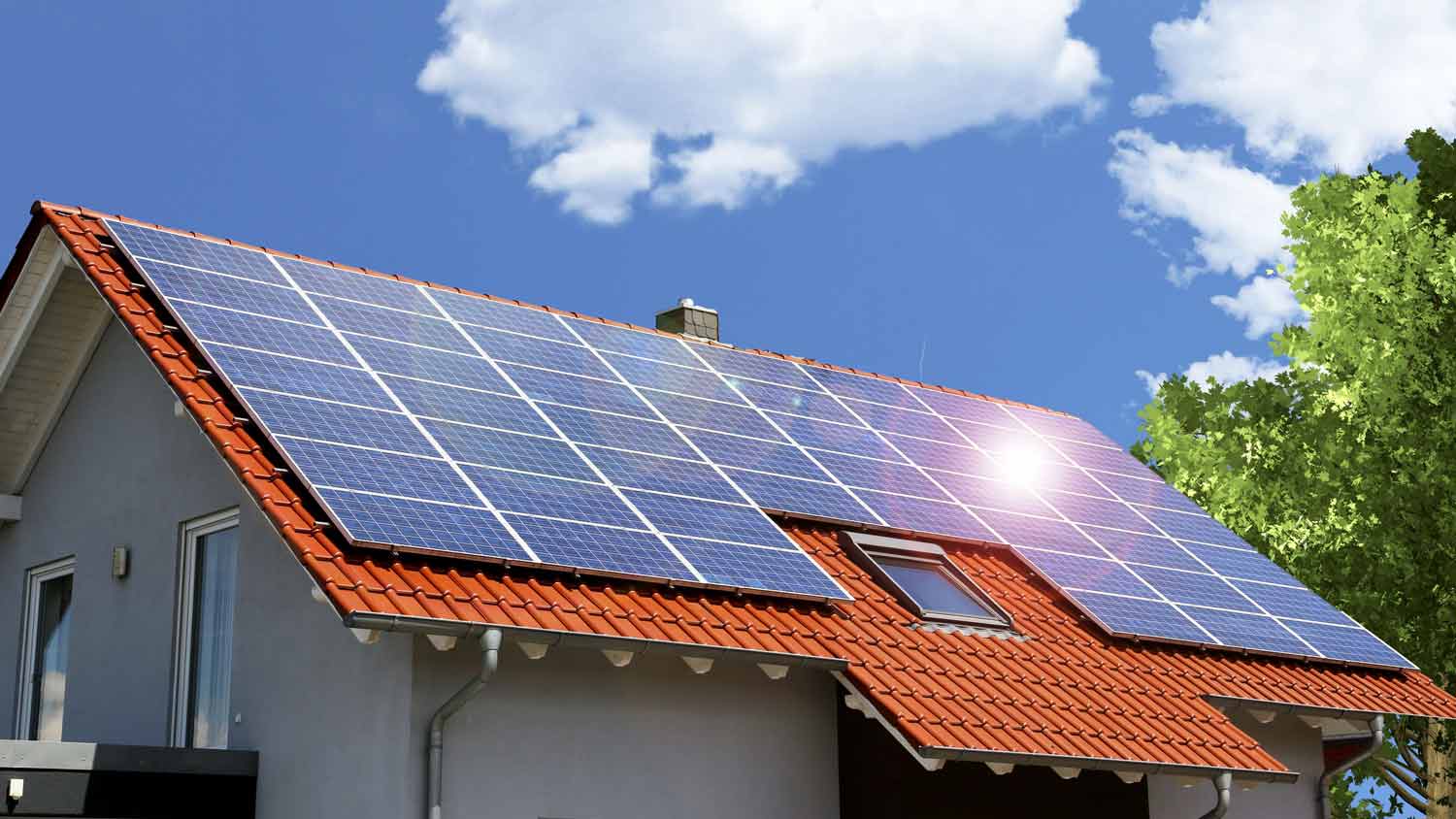 orange roof with solar shingles